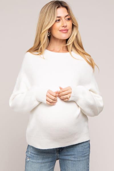 Miracle Ivory Bubble Sleeve Maternity Sweater