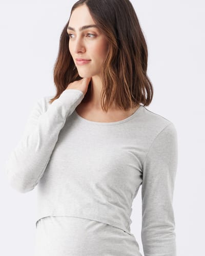 Ripe Maternity Organic Cotton Nursing Top Silver Marle