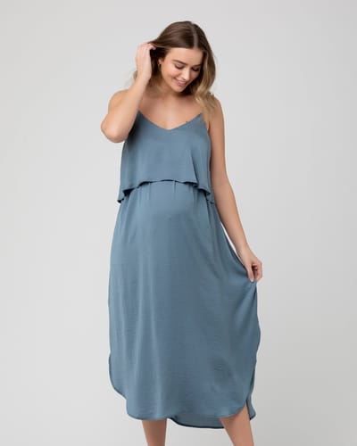Ripe Maternity Nursing Slip Dress Petrol