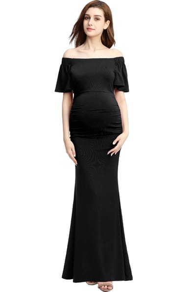 Kimi + Kai Kimi + Kai Maternity "Abigail" Off Shoulder Maxi Dress