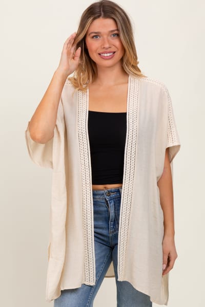 Hem & Thread Cream Crochet Trim Rustic Cover Up