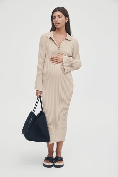 LEGOE. HERITAGE Luxe L/S Polo Dress (Latte) - FINAL SALE