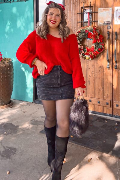 Miracle Red V-Neck Soft Sweater