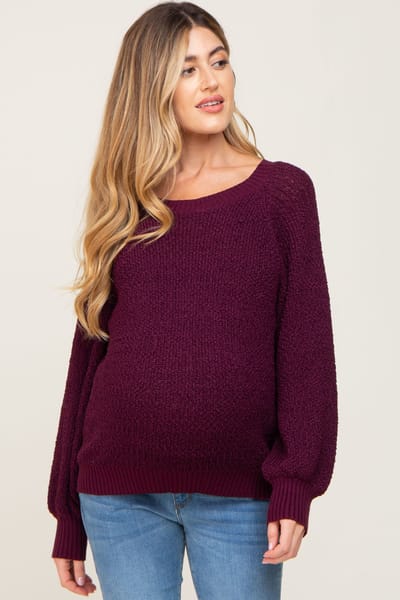 PinkBlush Plum Popcorn Knit Raglan Maternity Sweater