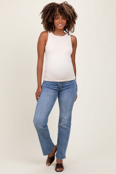 Risen Jeans Blue Ankle Straight Leg Maternity Jeans