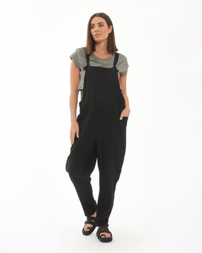Ripe Maternity Poppy Linen Jumpsuit Black