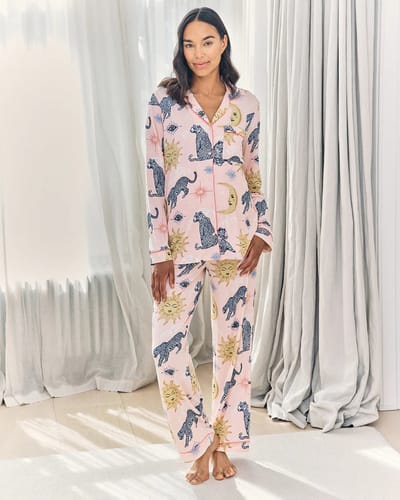 For The Creators Maternity Celestial Leopard Print Long Pyjama Set