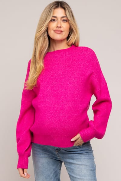 Miracle Fuchsia Bubble Sleeve Maternity Sweater