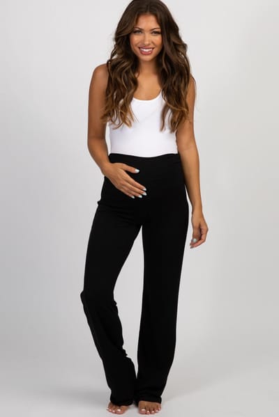 PinkBlush PinkBlush Black Foldover Maternity Lounge Pants