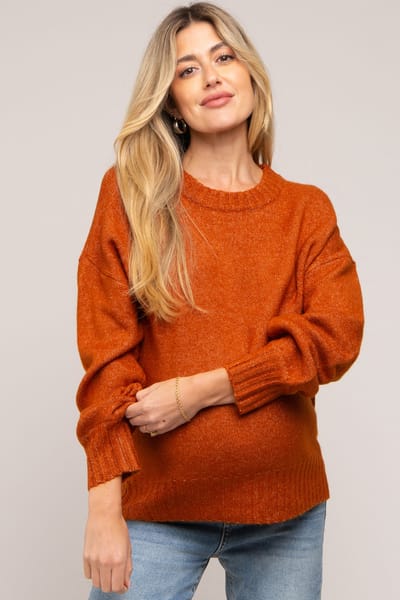 Miracle Rust Ribbed Cuff Maternity Sweater