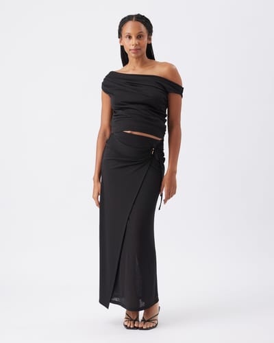 Ripe Maternity Rhi Mock Wrap Skirt  Black