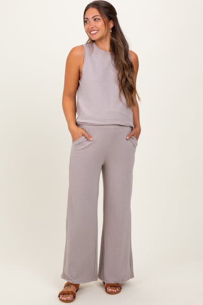 PinkBlush Charcoal Slub Knit Maternity Pants Set