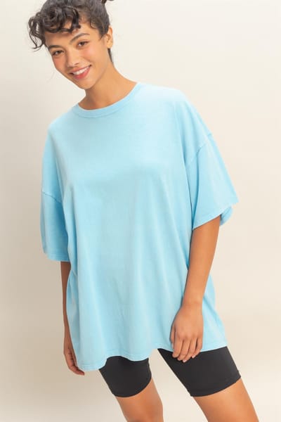 Hyfve Light Blue Oversized Mineral Wash T-Shirt