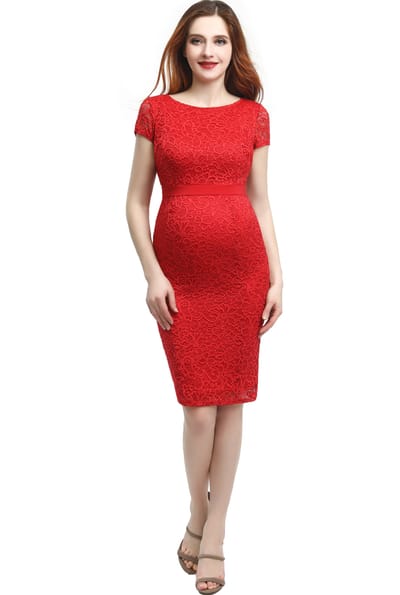 Kimi + Kai Kimi + Kai Maternity "Nancy" Lace Midi Dress