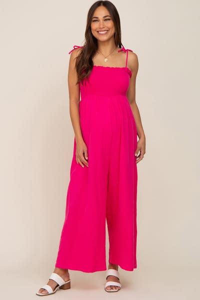 BiBi Fuchsia Sleeveless Cropped Maternity Jumpsuit