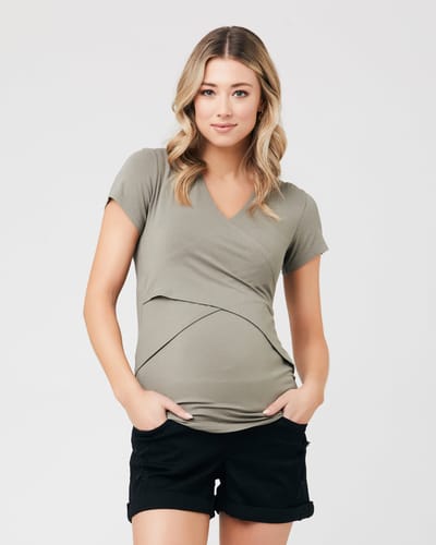 Ripe Maternity Embrace Short Sleeve Nursing Tee Moss