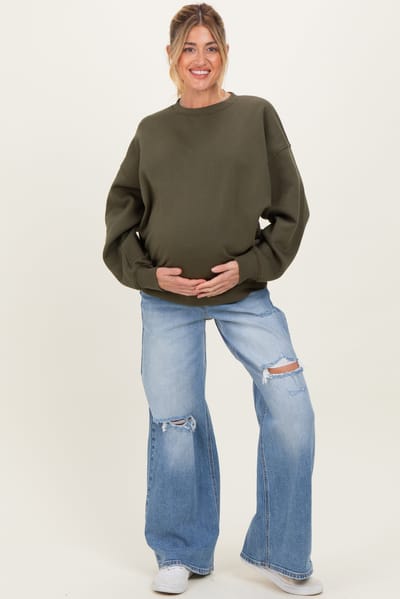 Cello Jeans Blue Distressed Open Knee Baggy Wide Leg Maternity Jeans