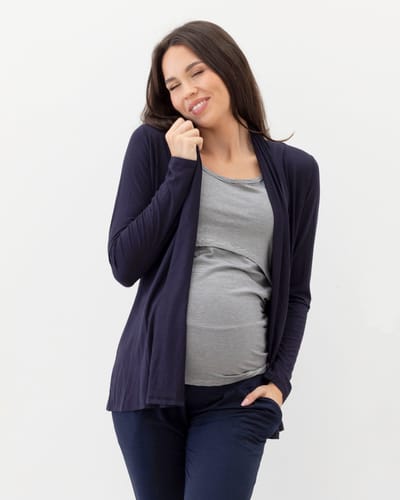 Angel Maternity Mila Waterfall Maternity Nursing Cardigan in Navy
