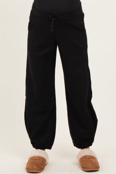 PinkBlush Black Multi Seam Fleece Maternity Sweatpants