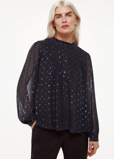 For The Creators Mia Metallic Dobby TopNavy/Multi