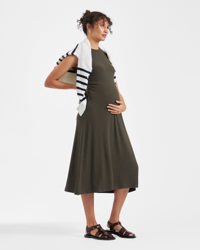 Ripe Maternity Carol Rib A-line Dress  Khaki