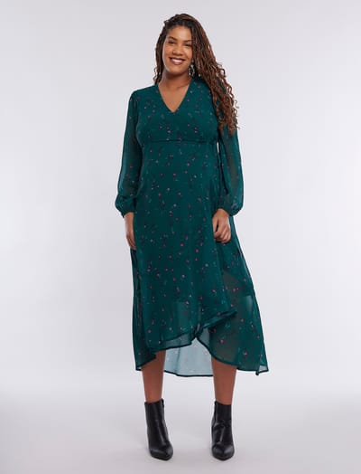 Motherhood Maternity Wrap Flounce Midi Dress
