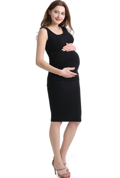 Kimi + Kai Kimi + Kai Maternity "Delia" Ruched Midi Dress