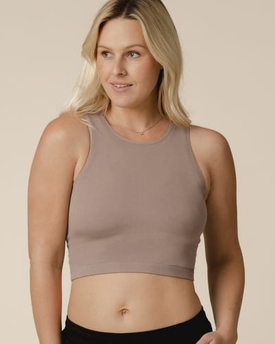Kindred Bravely Sublime® Bamboo Hands-Free Pumping Longline Bra Top | Taupe