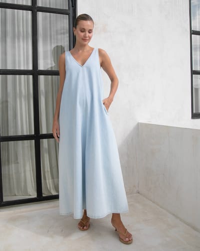Soon Maternity Emily Denim Maxi Dress
