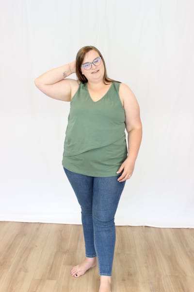 Close to the Heart Sleeveless Layer Tank - Moss Green