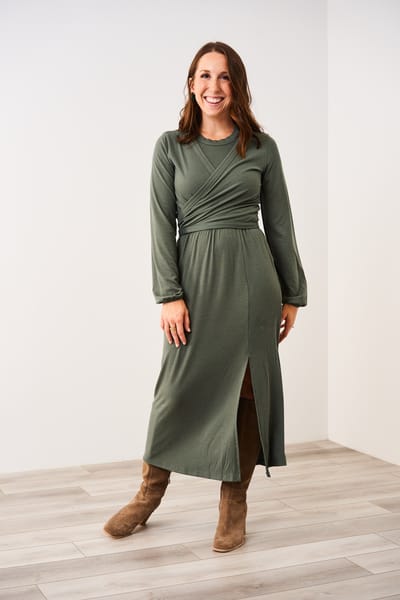 Latched Mama Latched Mama Ribbed Long Sleeve Nursing Wrap Top