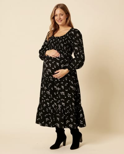 Nobody's Child Black Floral Embroidered Cord Ruby Midi Dress