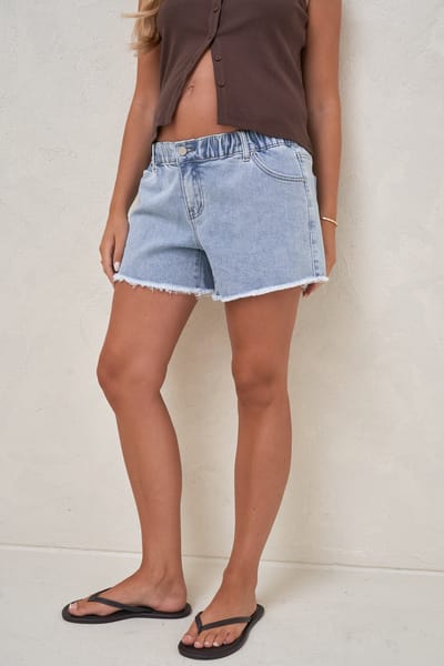 Bae the Label Sunday Stroll Denim Short - Pacific Blue