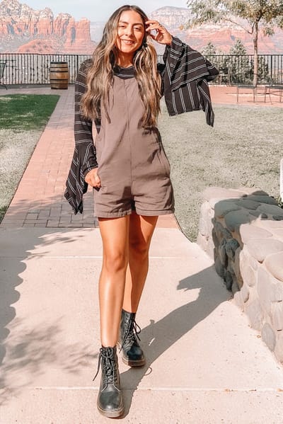 &merci Charcoal Adjustable Strap Short Overalls