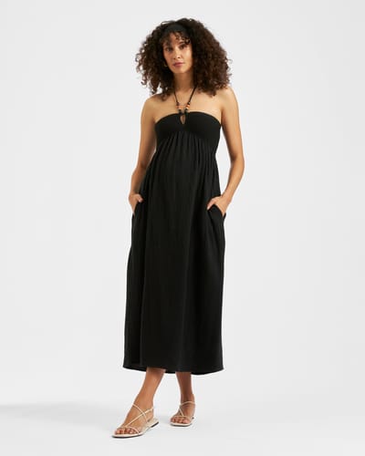 Ripe Maternity Evie Crochet Dress  Black