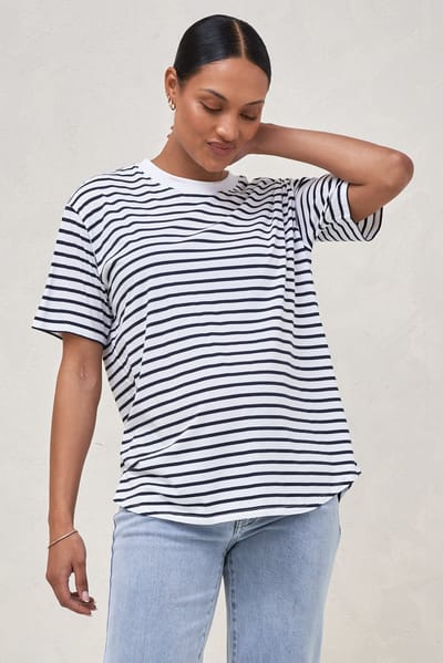 Bae the Label Into It Crew Tee -Stripe