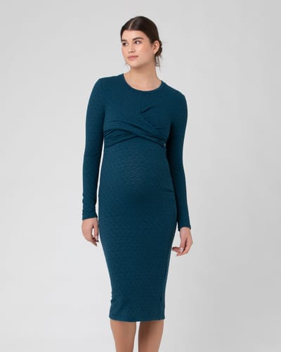 Ripe Maternity Lola Cross Front Nursing Dress Peacock