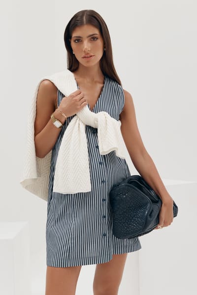 Legoe Heritage Cotton Button Down Mini (Navy Stripe)