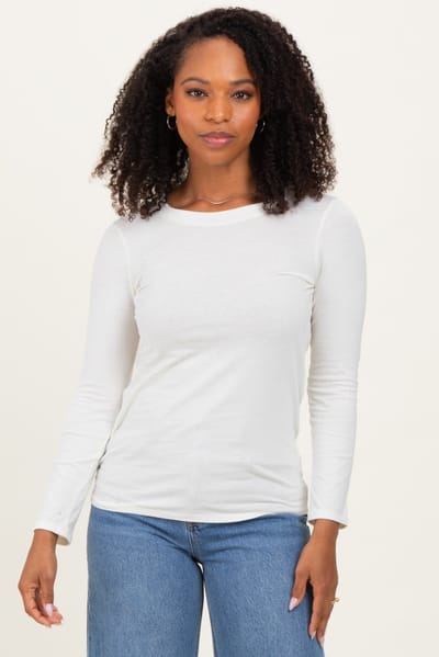 Haptics Cream Long Sleeve Top