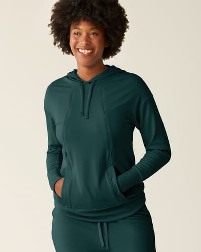 Storq Brushed Bamboo Maternity & Nursing Hoodie | Evergreen