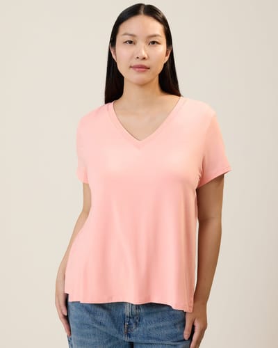Kindred Bravely Classic Modal V-neck Nursing T-shirt | Sunset Pink