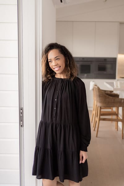 Close To The Heart Button Tiered Dress