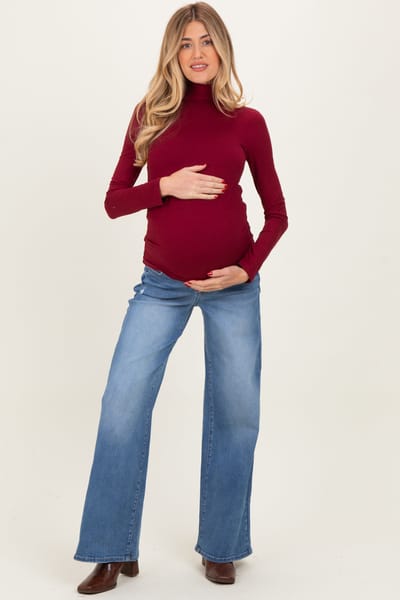 Risen Jeans Blue Medium Wash Wide Leg Maternity Jeans