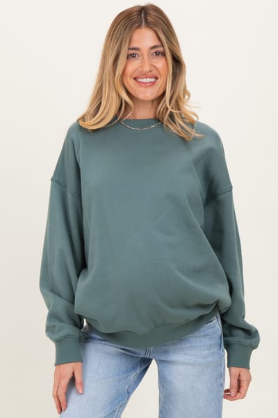 PinkBlush Ash Jade Oversized Maternity Fleece Sweatshirt