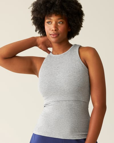 Storq Ribbed Bamboo Racerback Nursing Tank | Grey Heather