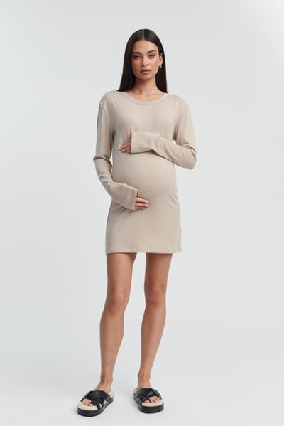 LÉGOE HERITAGE Soft Merino/Tencel LS Dress (Taupe) - FINAL SALE
