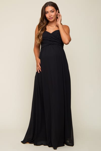 Sugarlips Black Sweetheart Convertible Chiffon Maternity Gown
