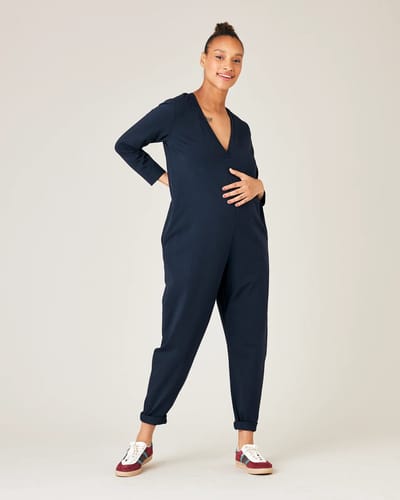For The Creators Milly Navy Cotton Jersey Jumpsuit with Pockets