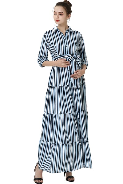 Kimi + Kai Kimi + Kai Maternity "Ruby" Nursing Maxi Shirt Dress