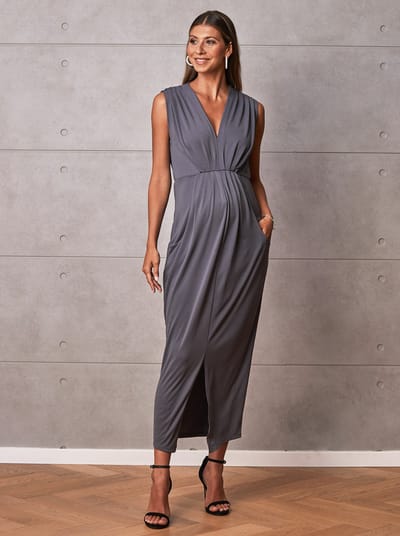 Angel Maternity Anais Maternity Evening Dress in Excalibur Grey